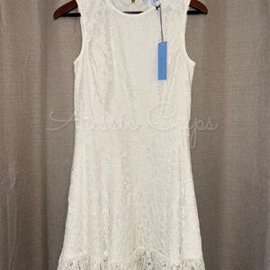 Draper James Elegant White Lace Dress Above Knee A-line Ruffles in Willow size 2
